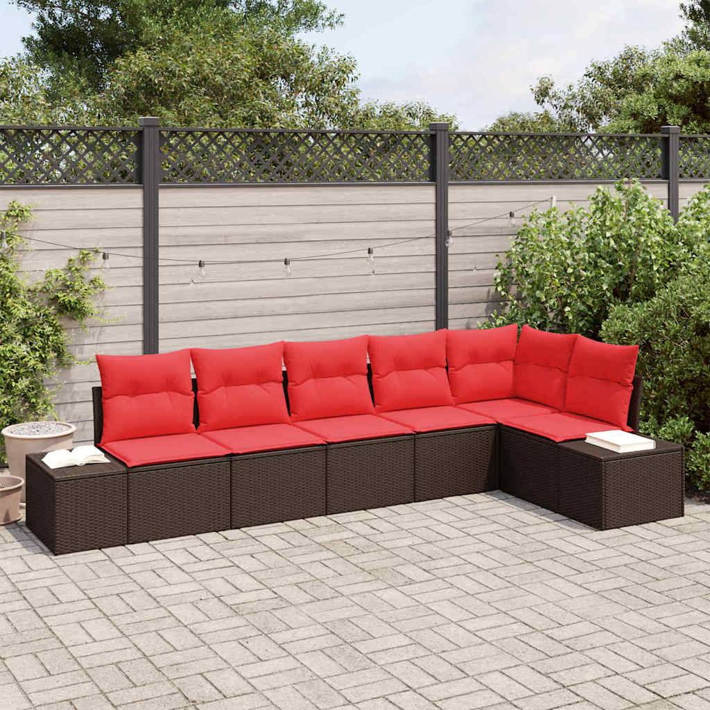 vidaXL Gartensofa-set mit Kissen 6 pcs Braun Poly-Rattan