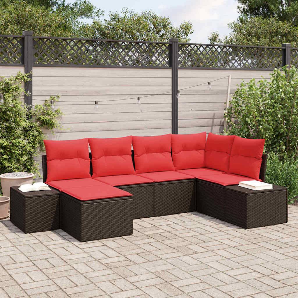 vidaXL Gartensofa-set mit Kissen 6 pcs Braun Poly-Rattan