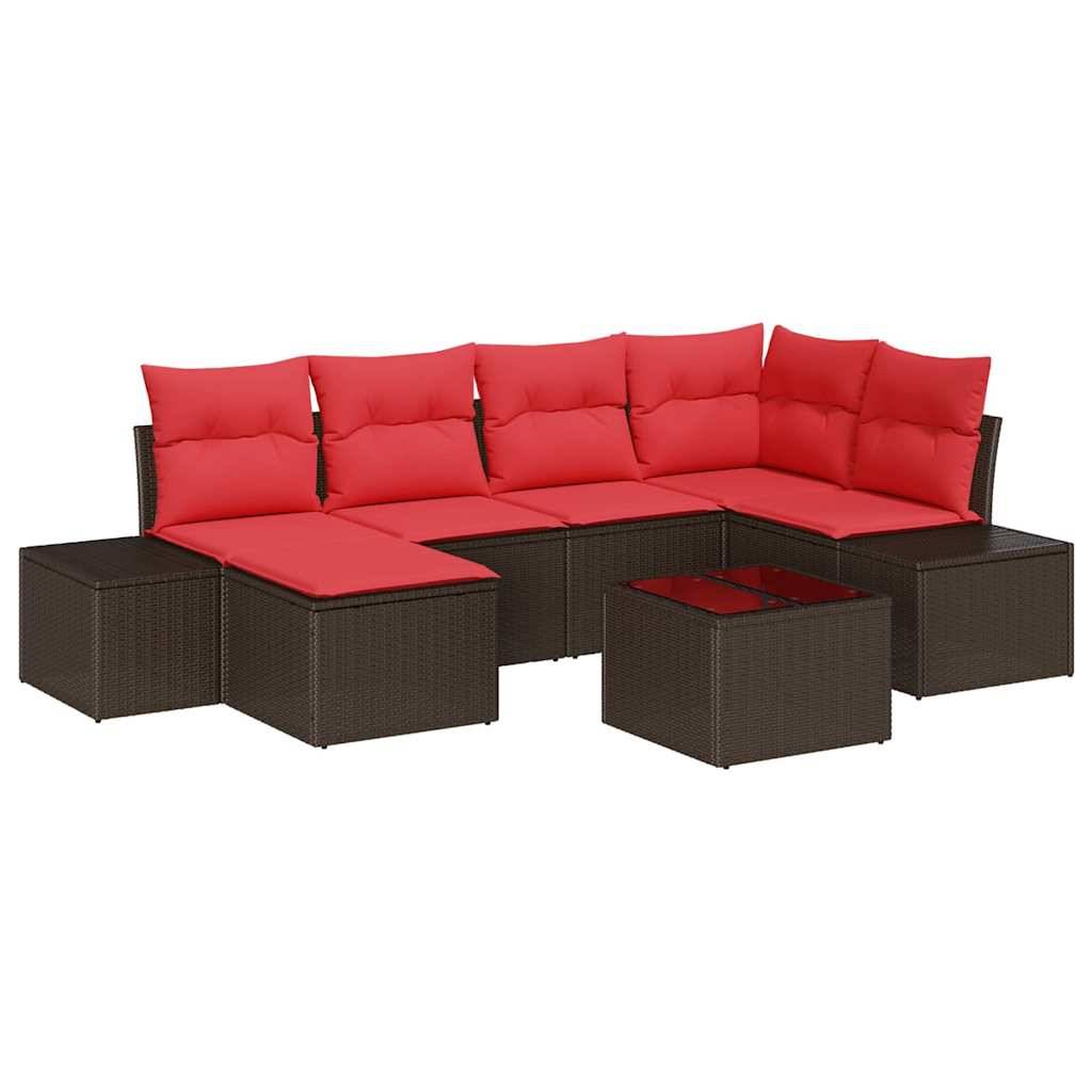 vidaXL Garten-Sofa-Set 6 stk. Braun und Rot Poly-Rattan