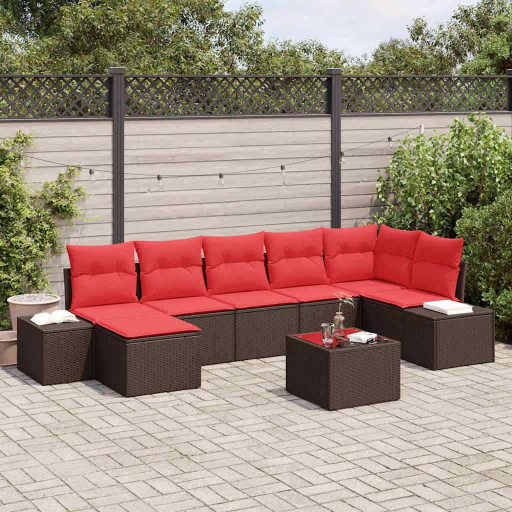 vidaXL Gartensofa-set mit Kissen 8 pcs Braun Poly-Rattan