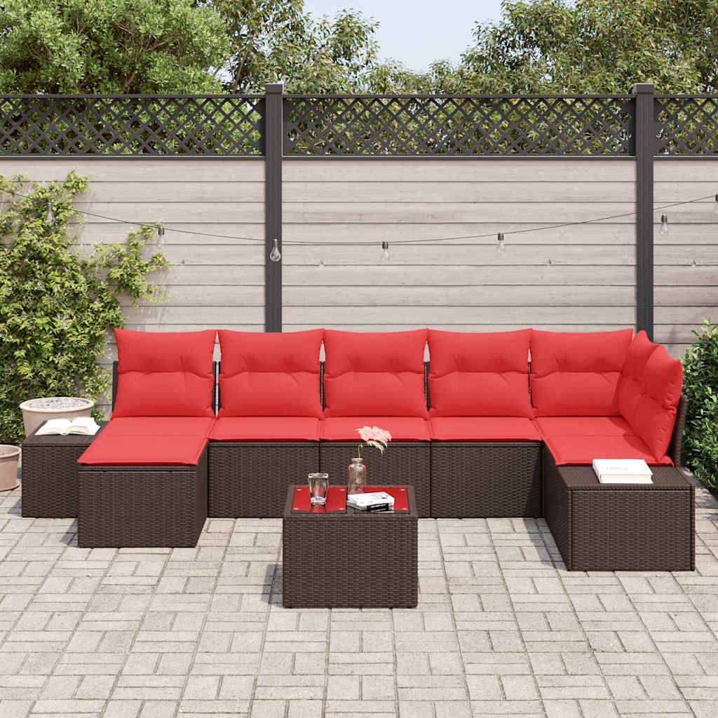 vidaXL Gartensofa-set mit Kissen 8 pcs Braun Poly-Rattan