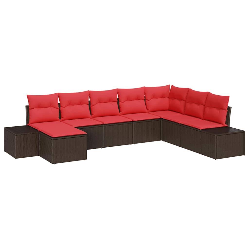 vidaXL Gartensofa-set mit Kissen 8 pcs Braun Poly-Rattan