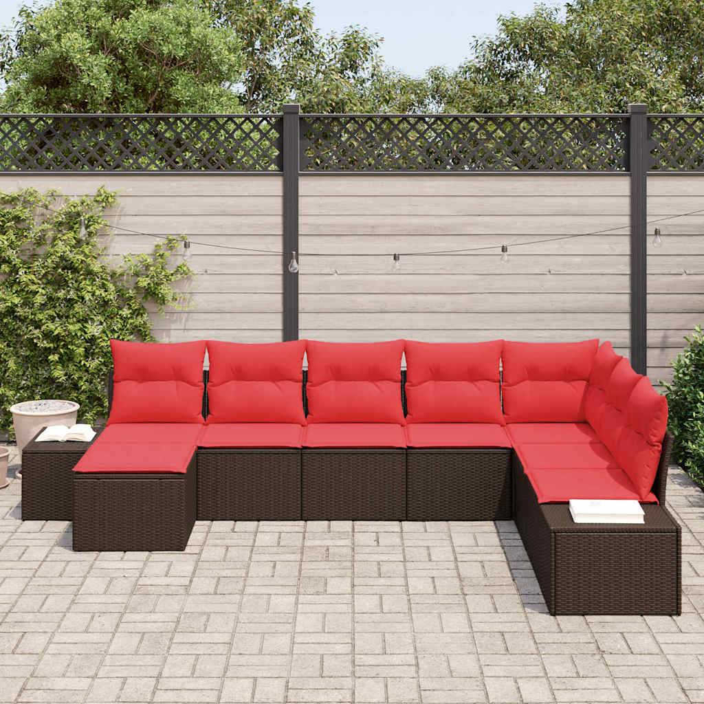 vidaXL Gartensofa-set mit Kissen 8 pcs Braun Poly-Rattan