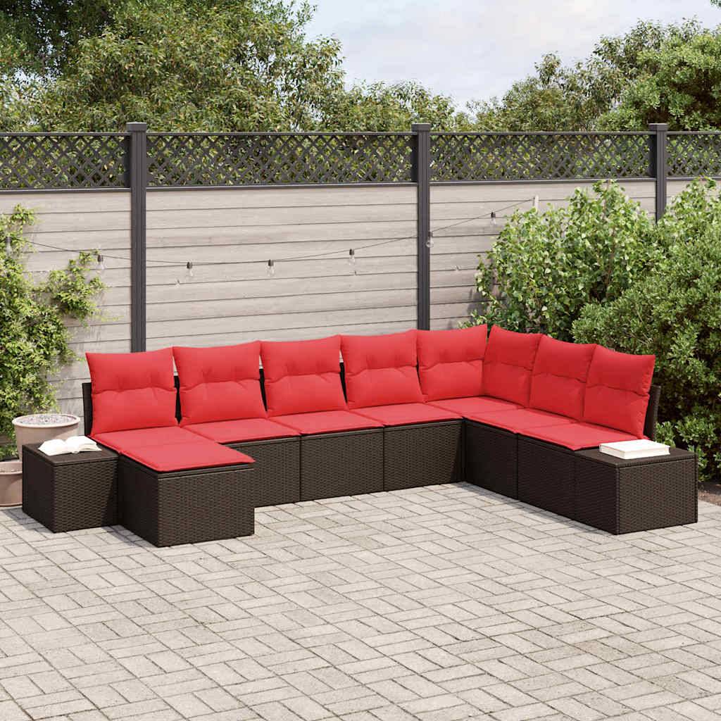 vidaXL Gartensofa-set mit Kissen 8 pcs Braun Poly-Rattan