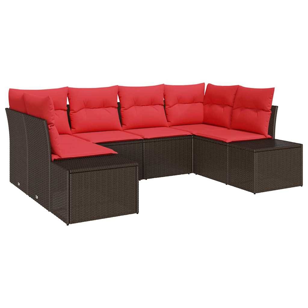 vidaXL Gartensofa-set mit Kissen 6 pcs Braun Poly-Rattan
