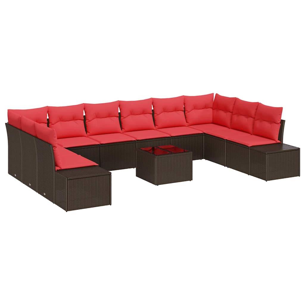 vidaXL Gartensofa-set mit Kissen 11 pcs Braun Poly-Rattan
