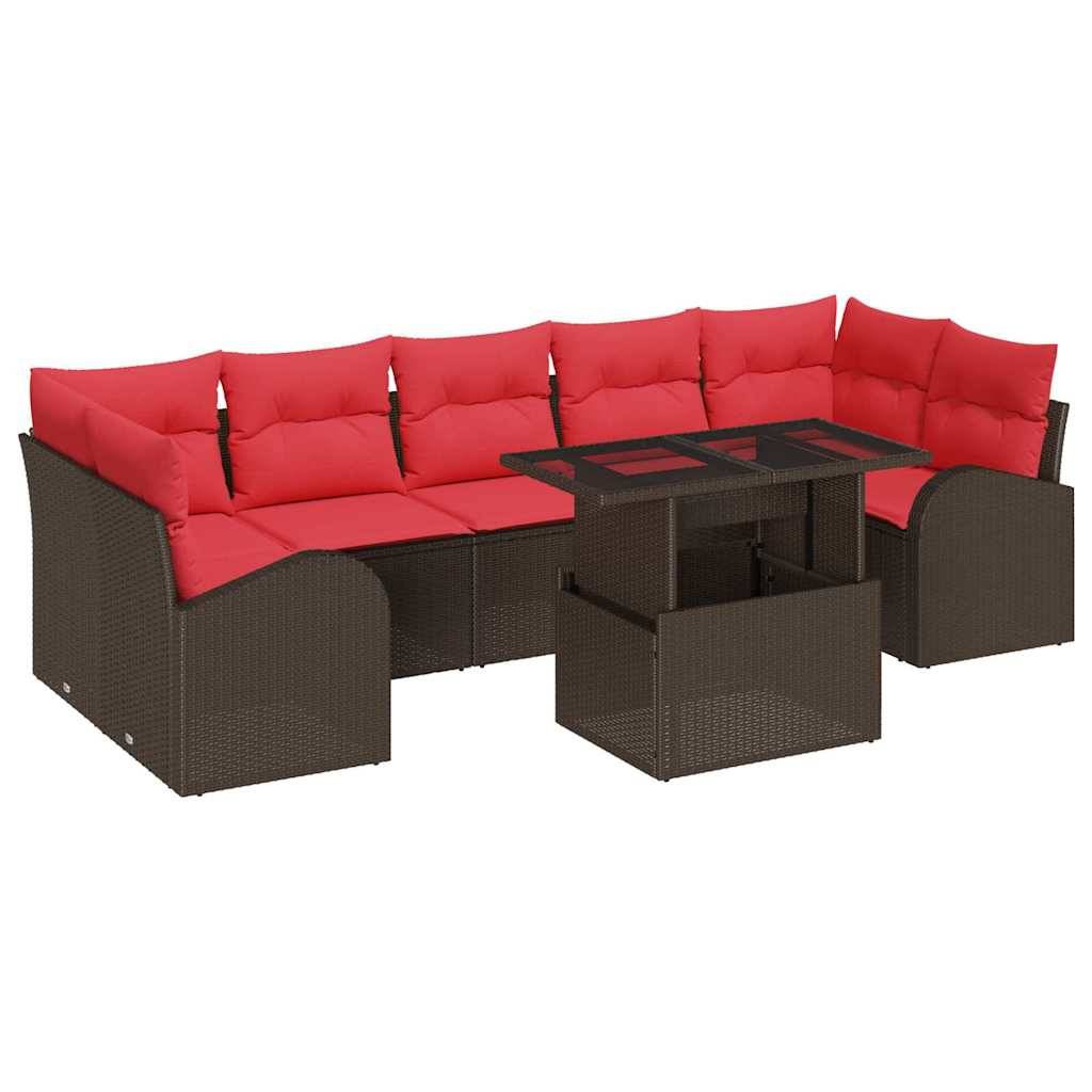 vidaXL Gartensofa-set mit Speicher 8 pcs Braun Poly-Rattan