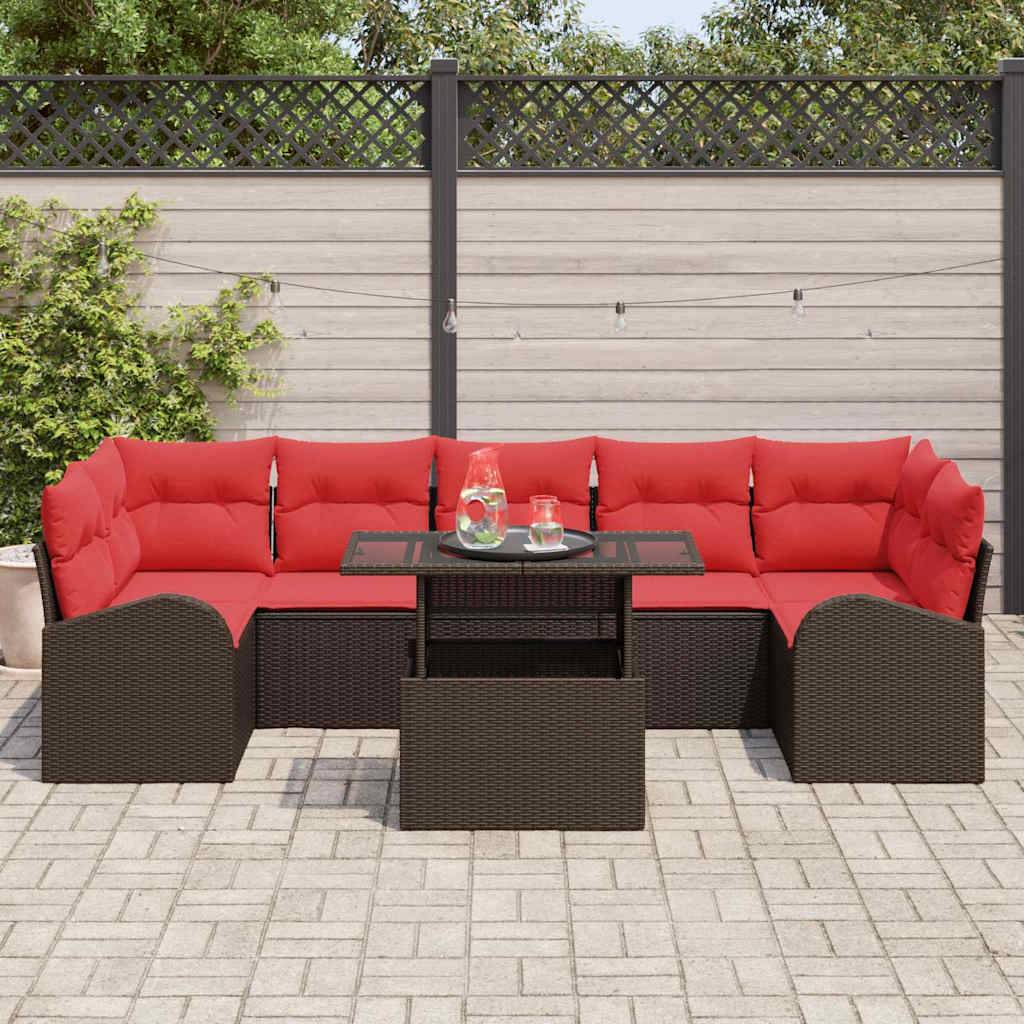 vidaXL Gartensofa-set mit Speicher 8 pcs Braun Poly-Rattan