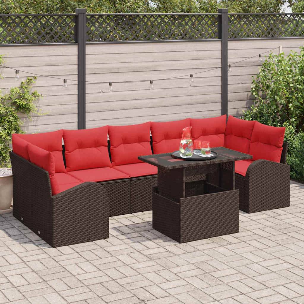 vidaXL Gartensofa-set mit Speicher 8 pcs Braun Poly-Rattan