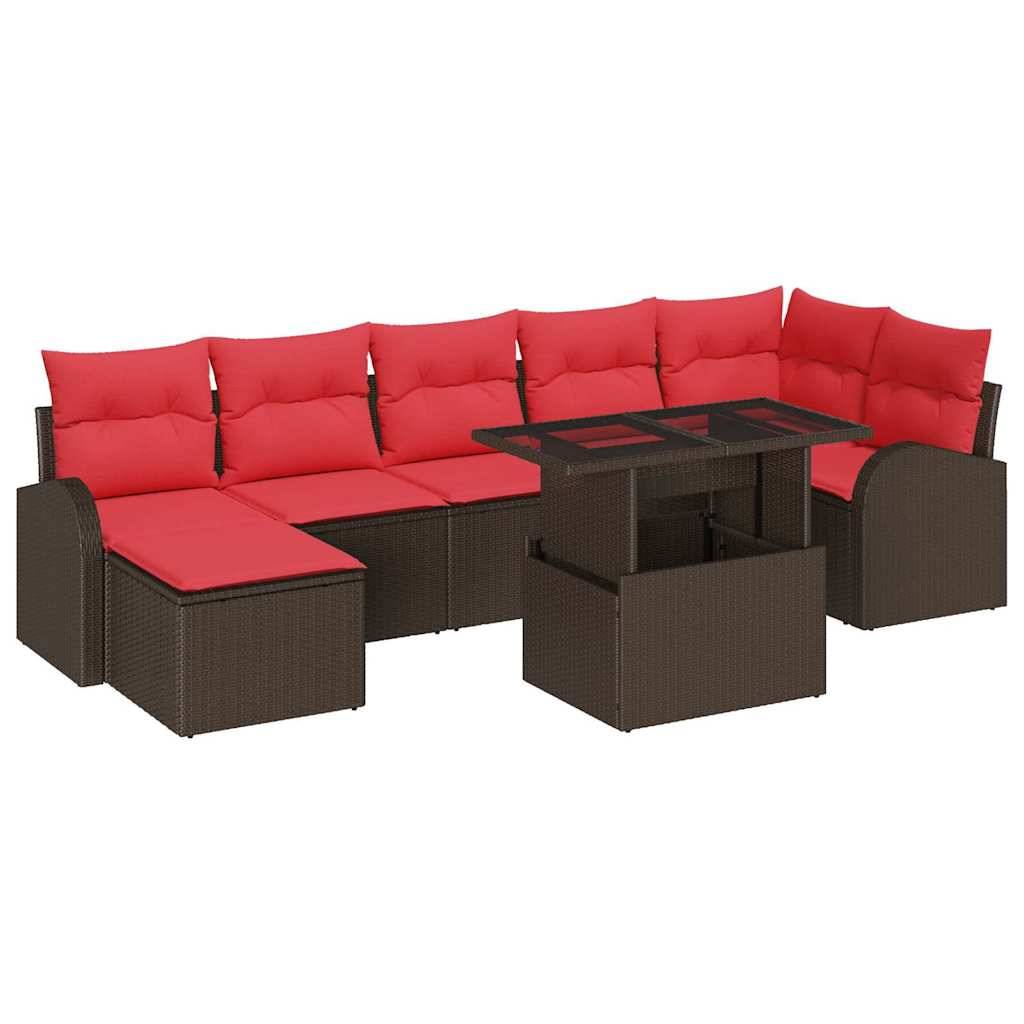vidaXL Gartensofa-set mit Kissen mit Speicher 8 pcs Braun Poly Rattan