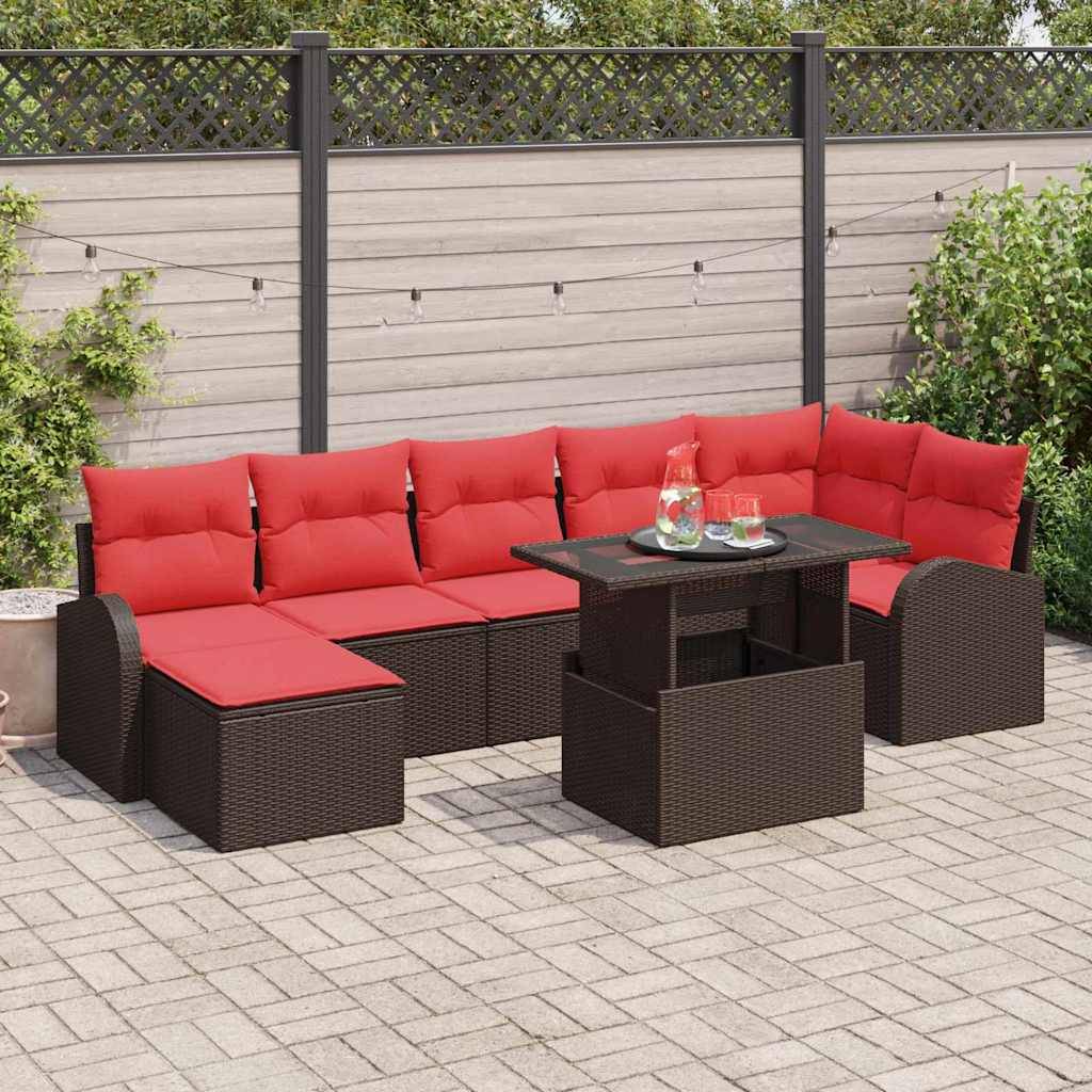 vidaXL Gartensofa-set mit Kissen mit Speicher 8 pcs Braun Poly Rattan