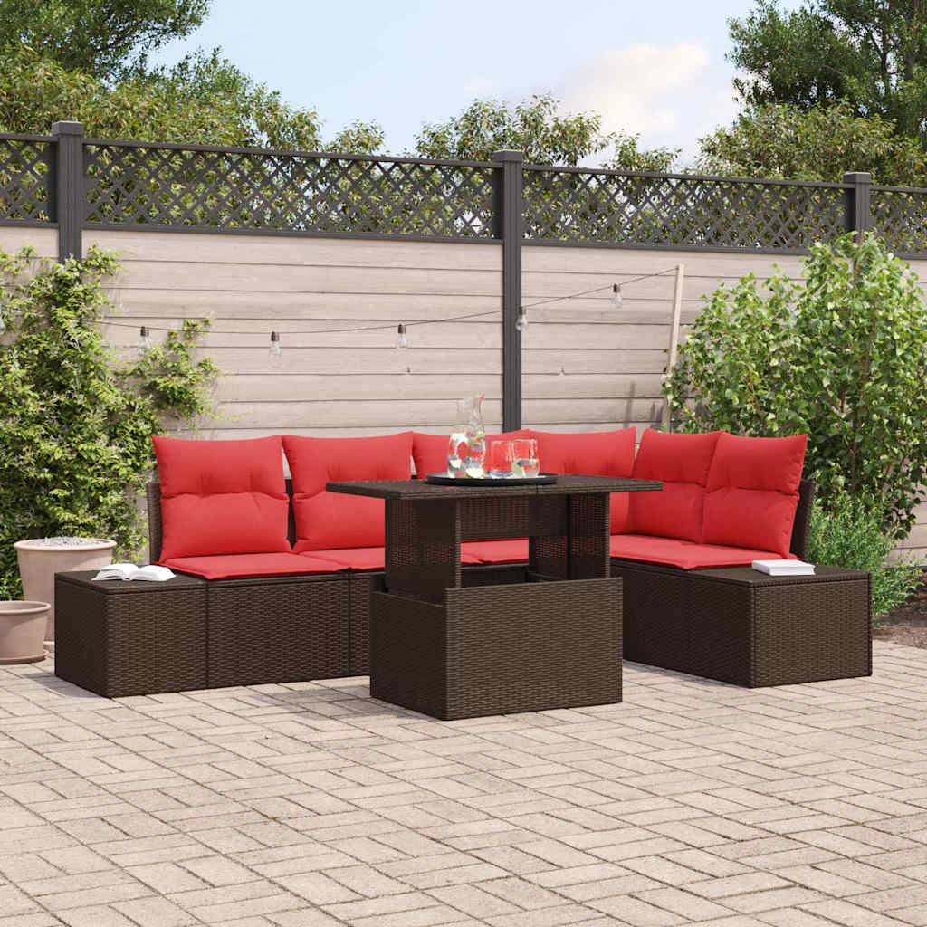 vidaXL Gartensofa-set 6 stk. Braun Poly-Rattan