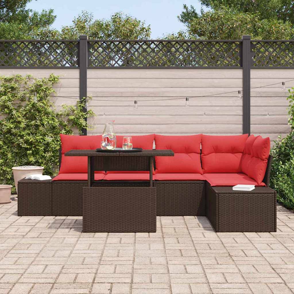 vidaXL Gartensofa-set 6 stk. Braun Poly-Rattan