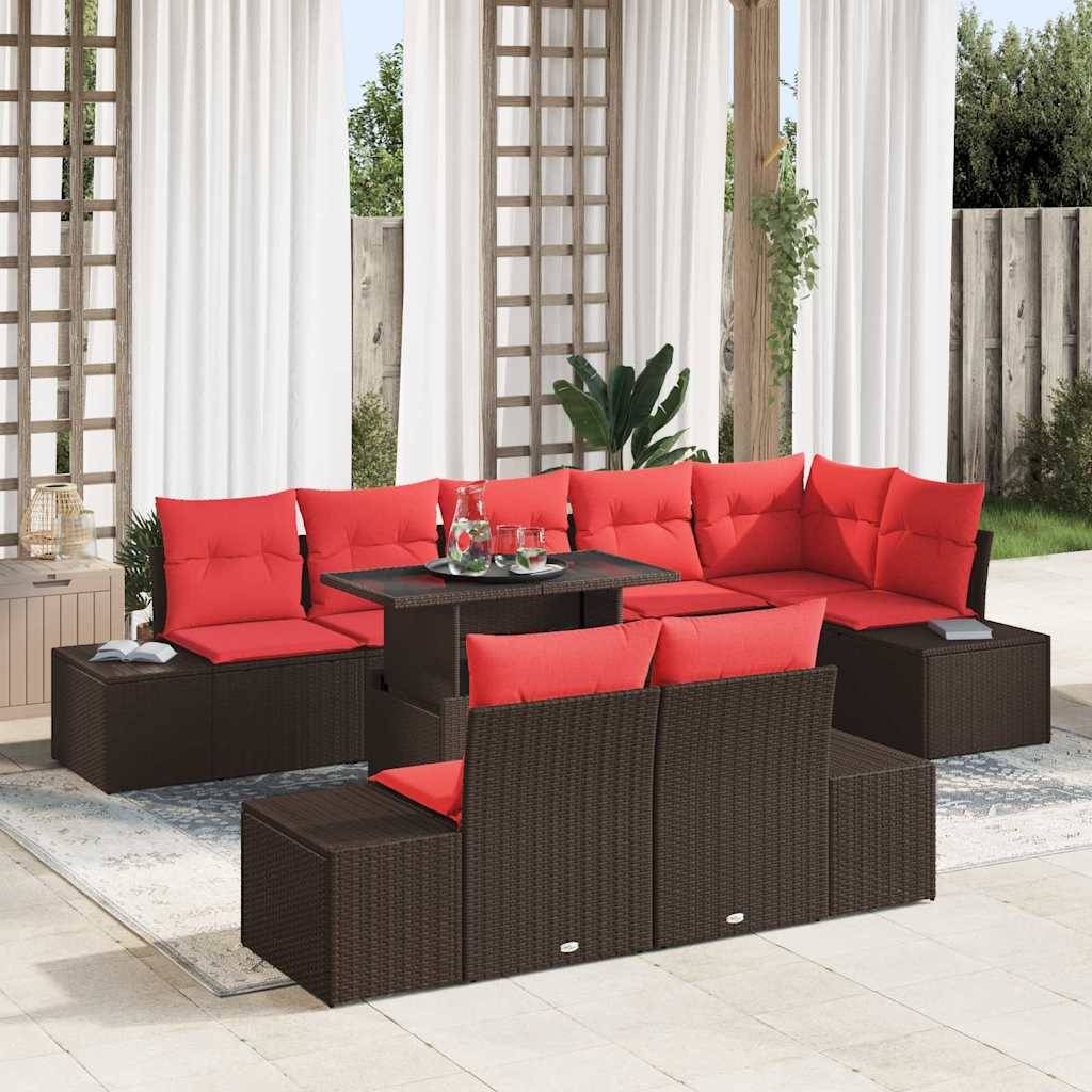 vidaXL Gartensofa-set 9 stk. Braun Poly-Rattan