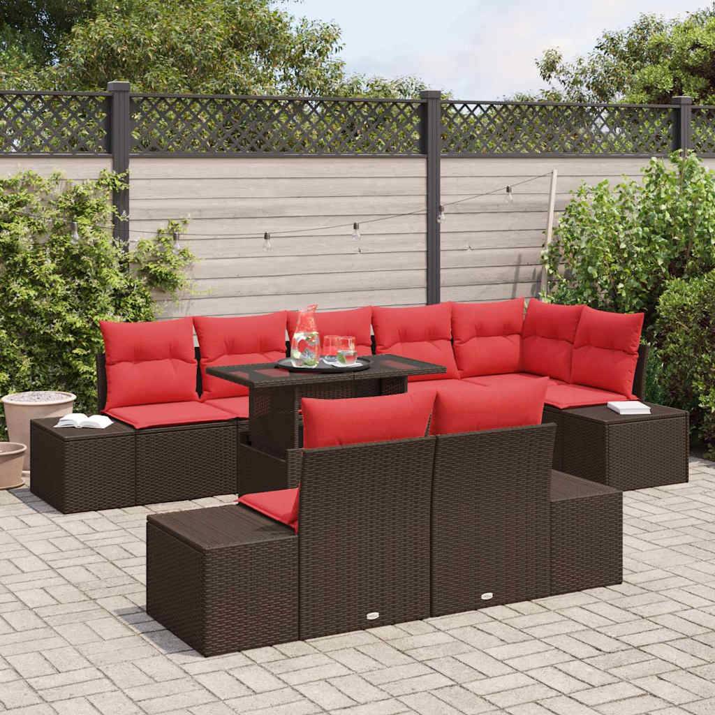 vidaXL Gartensofa-set 9 stk. Braun Poly-Rattan