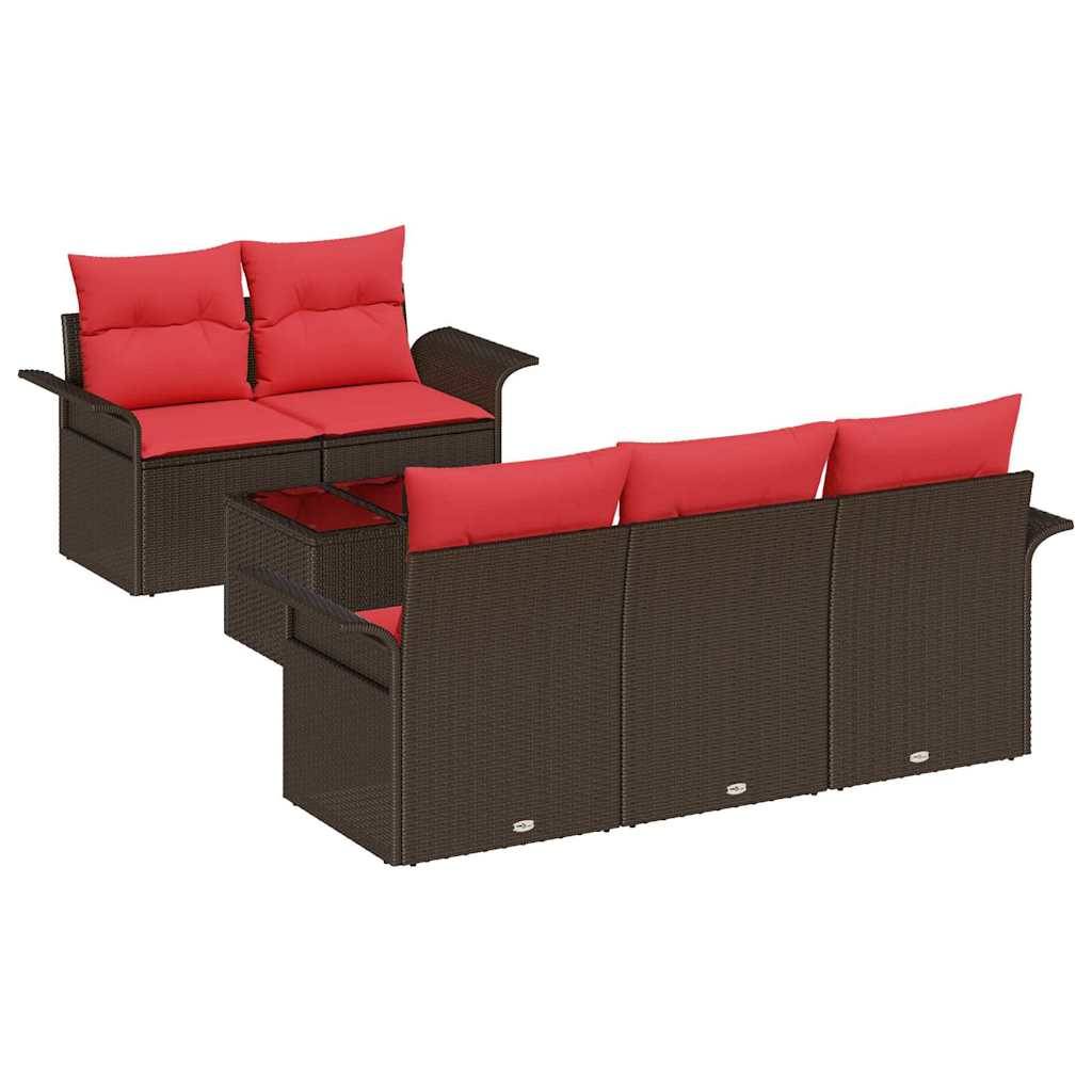 vidaXL Gartensofa-set mit Kissen 6 pcs Braun Poly-Rattan
