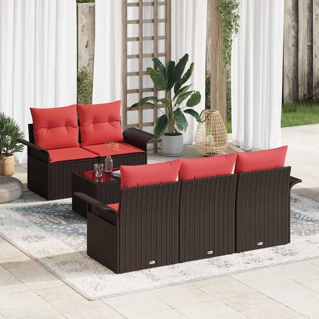 vidaXL Gartensofa-set mit Kissen 6 pcs Braun Poly-Rattan