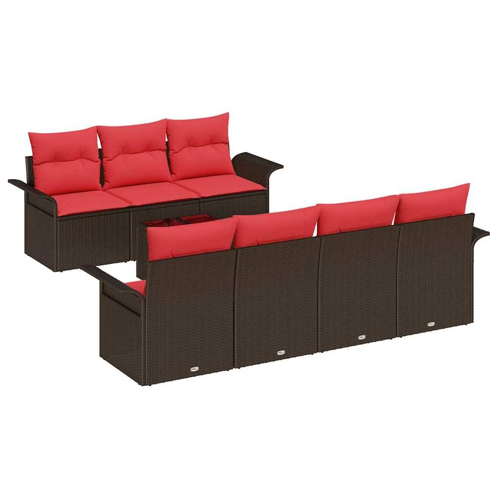 vidaXL Gartensofa-set mit Kissen 8 pcs Braun Poly-Rattan