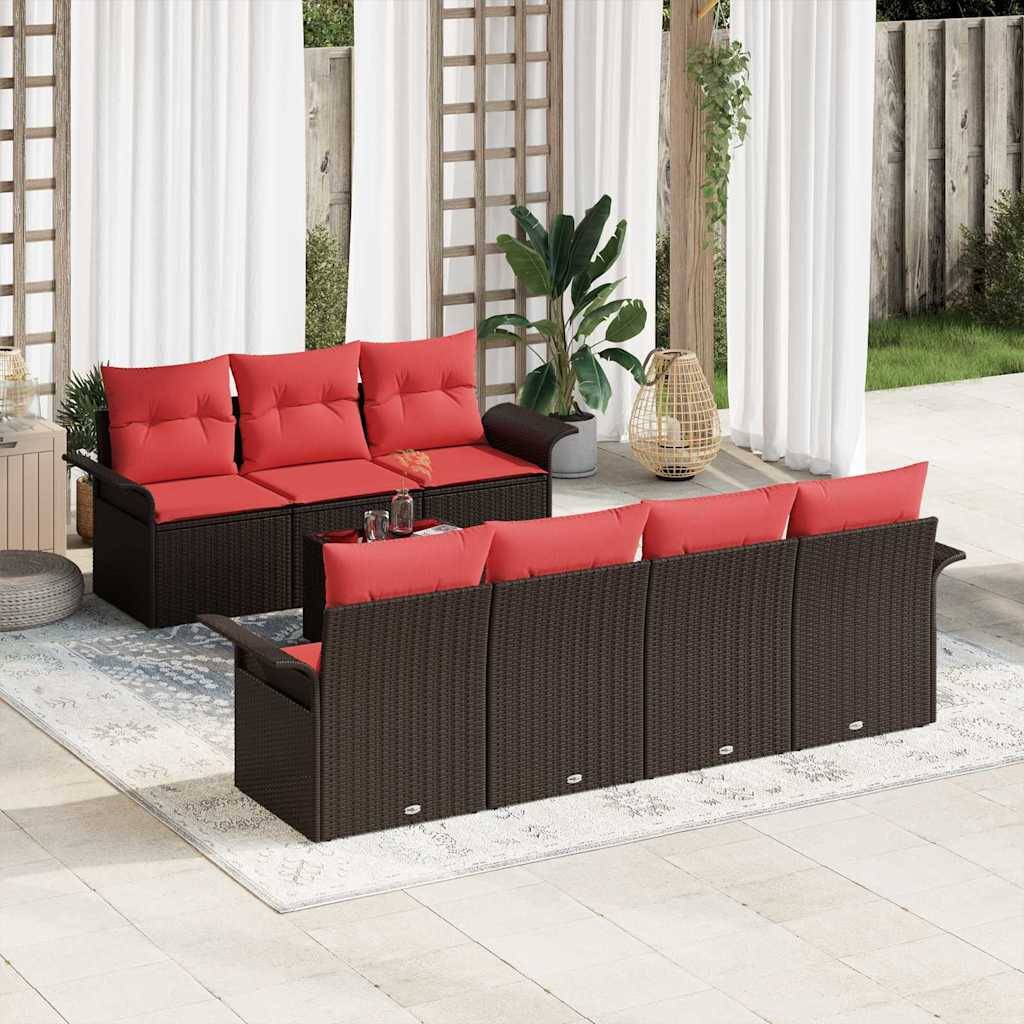 vidaXL Gartensofa-set mit Kissen 8 pcs Braun Poly-Rattan