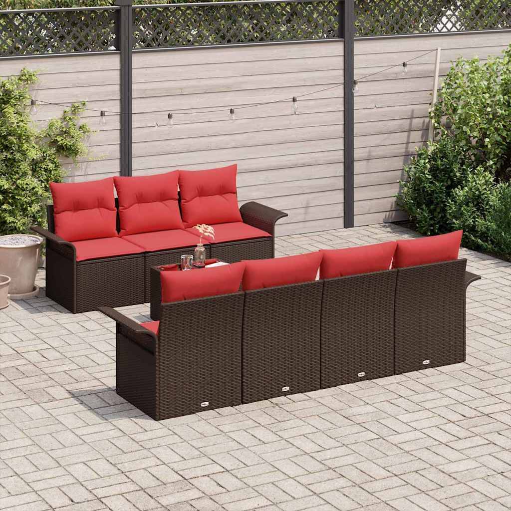 vidaXL Gartensofa-set mit Kissen 8 pcs Braun Poly-Rattan