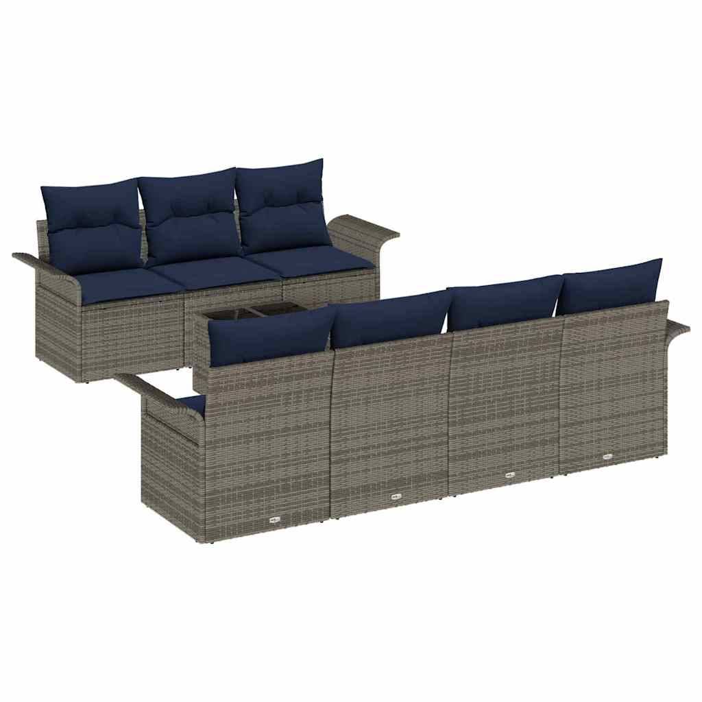 vidaXL Gartensofa-set mit Kissen 8 pcs Grau Poly-Rattan