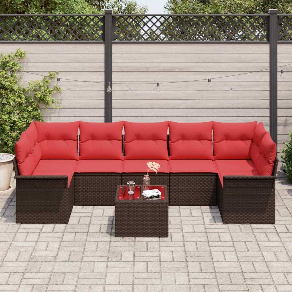 vidaXL Gartensofa-set 8 pcs Braun Poly-Rattan