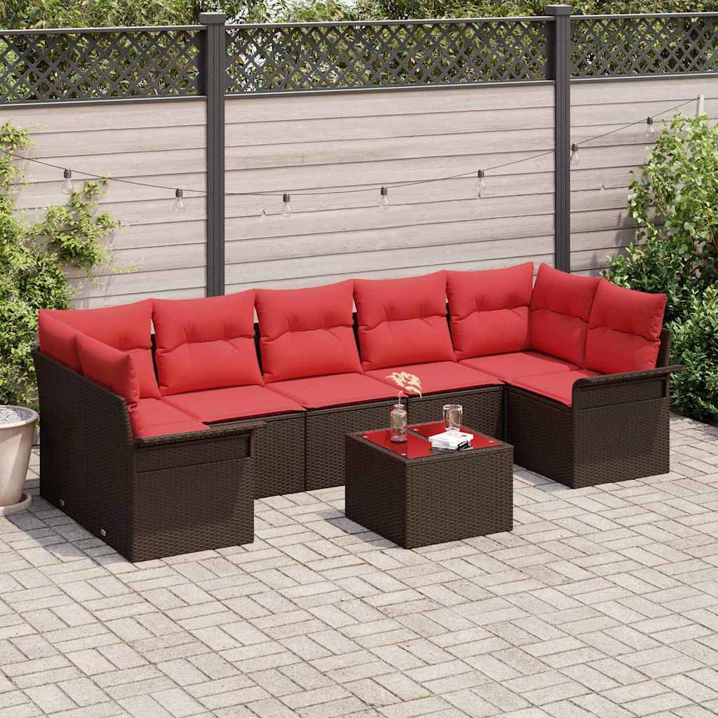 vidaXL Gartensofa-set 8 pcs Braun Poly-Rattan