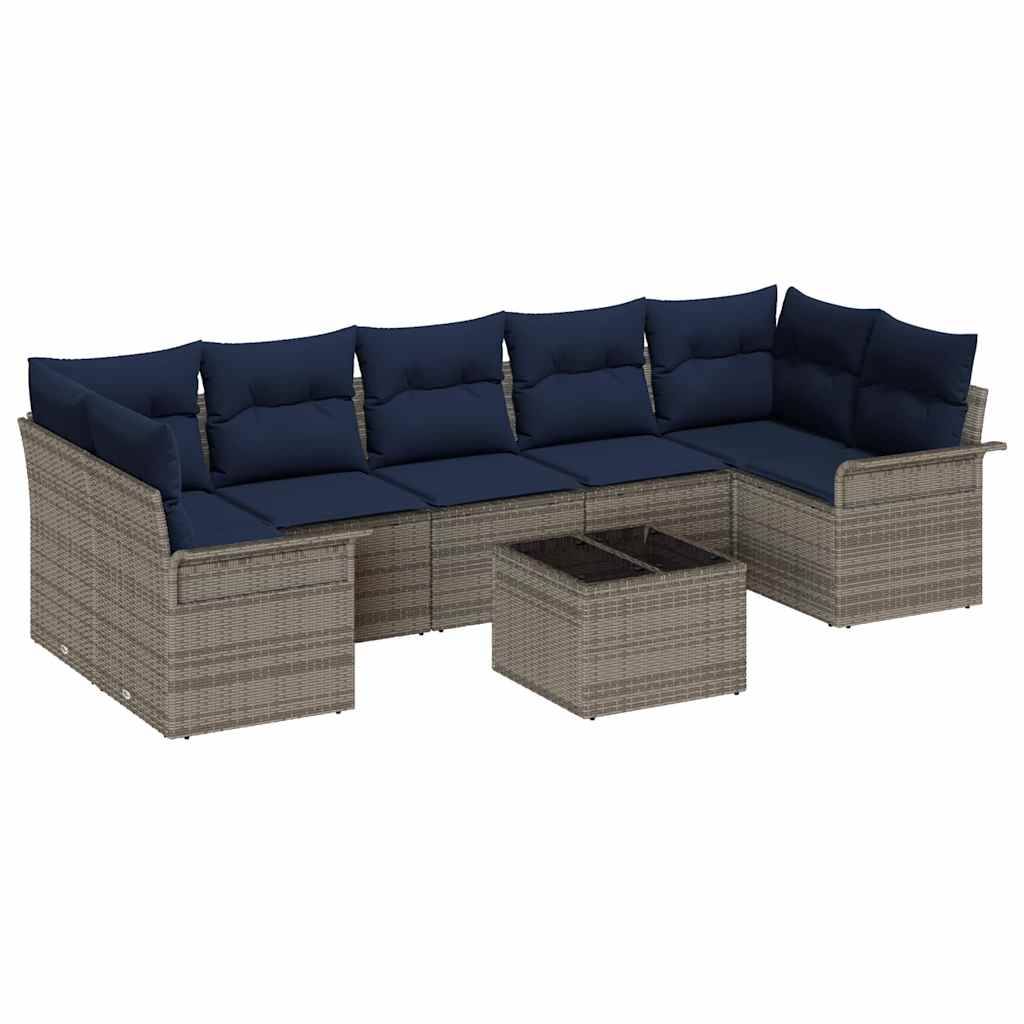 vidaXL Gartensofa-set 8 pcs Grau Poly-Rattan
