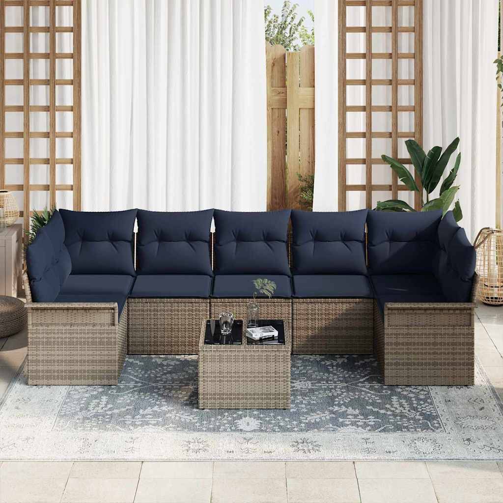 vidaXL Gartensofa-set 8 pcs Grau Poly-Rattan