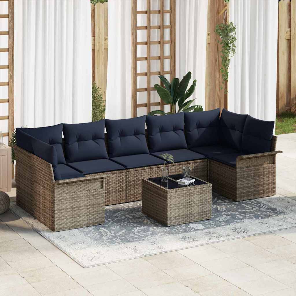 vidaXL Gartensofa-set 8 pcs Grau Poly-Rattan