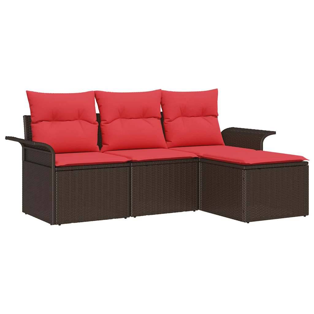 vidaXL Gartensofa-set mit Kissen 4 pcs Braun Poly-Rattan