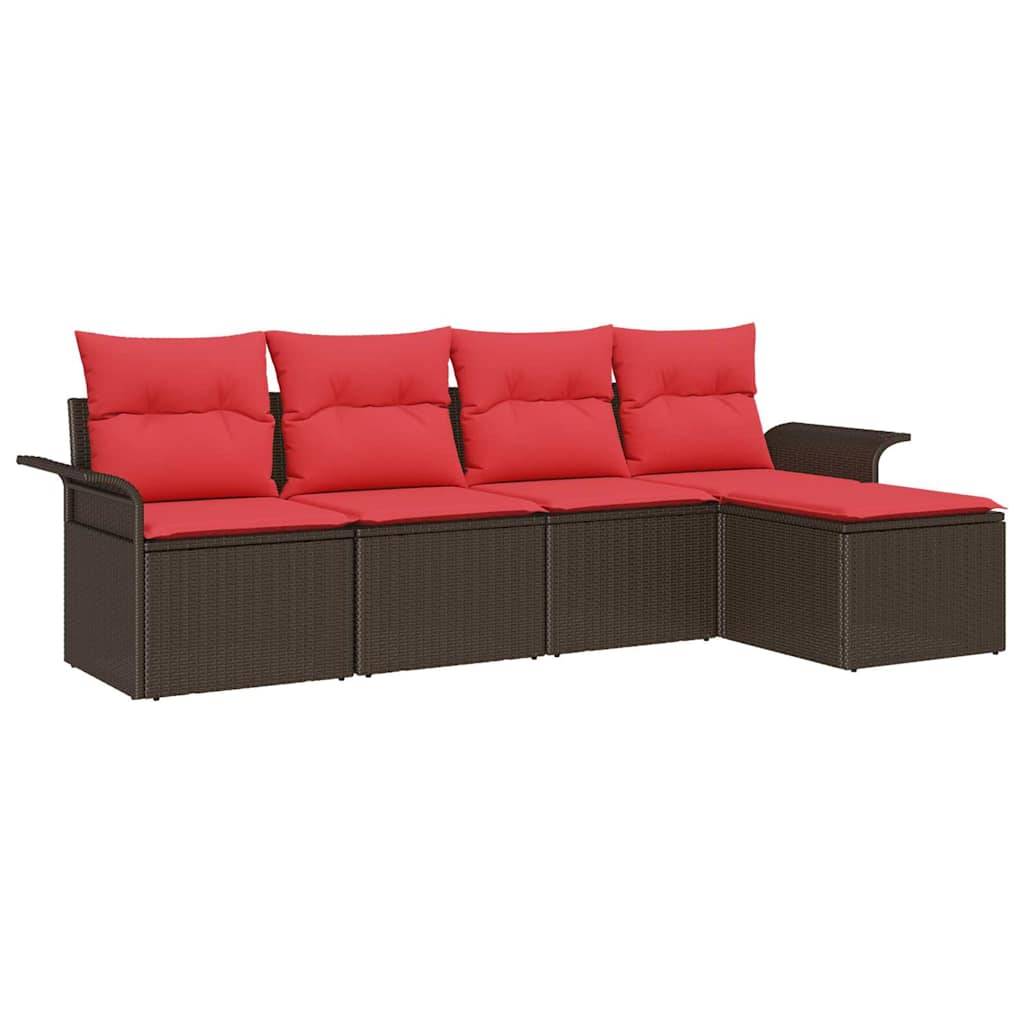 vidaXL Gartensofa-set mit Speicher 5 pcs Braun Poly-Rattan