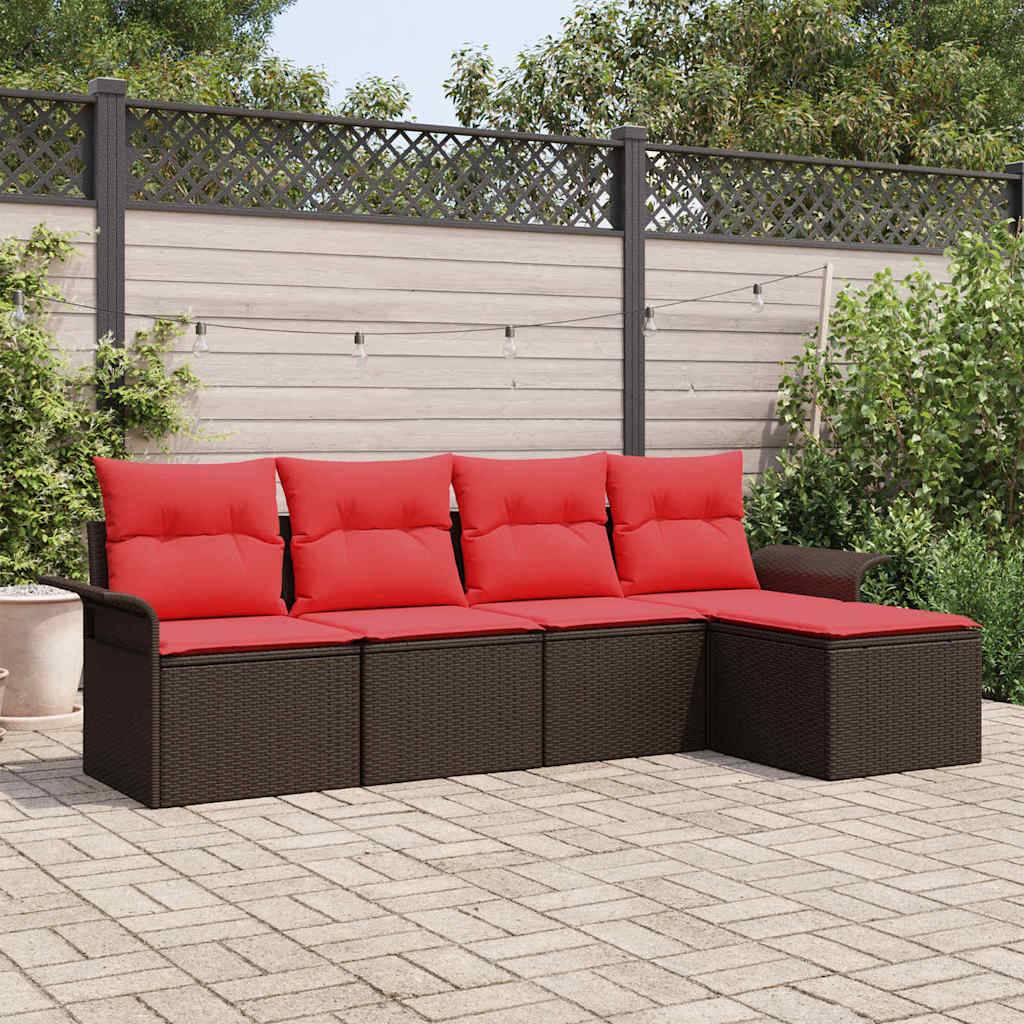 vidaXL Gartensofa-set mit Speicher 5 pcs Braun Poly-Rattan