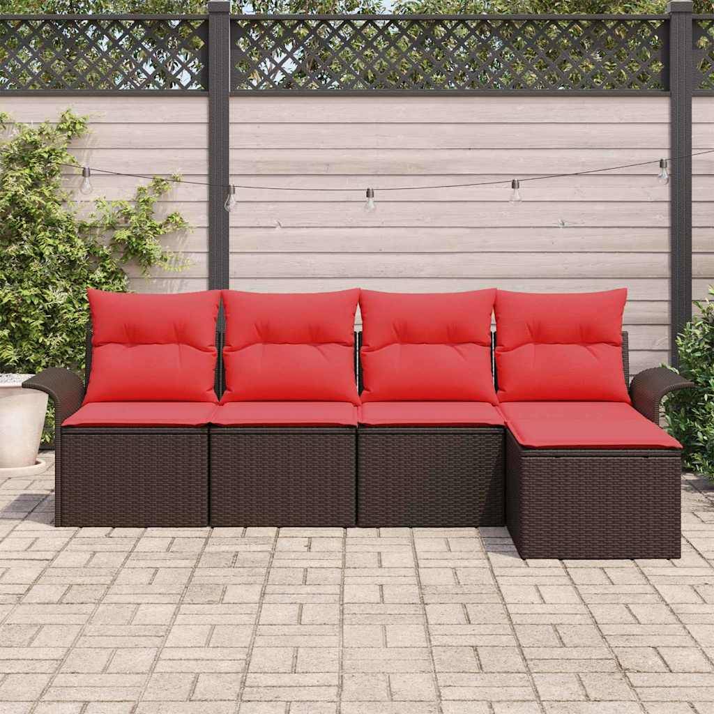 vidaXL Gartensofa-set mit Speicher 5 pcs Braun Poly-Rattan