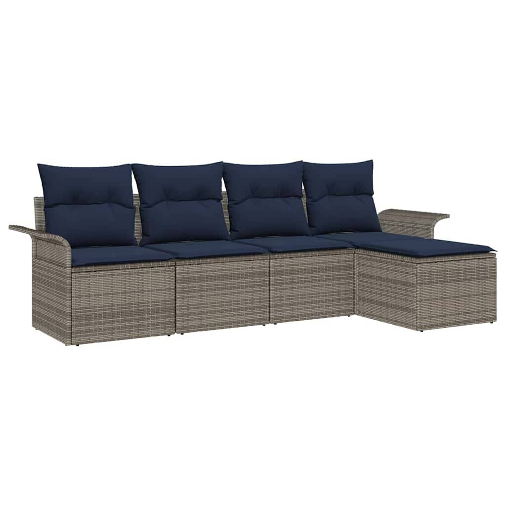 vidaXL Gartensofa-set mit Kissen 5 pcs Grau Poly-Rattan