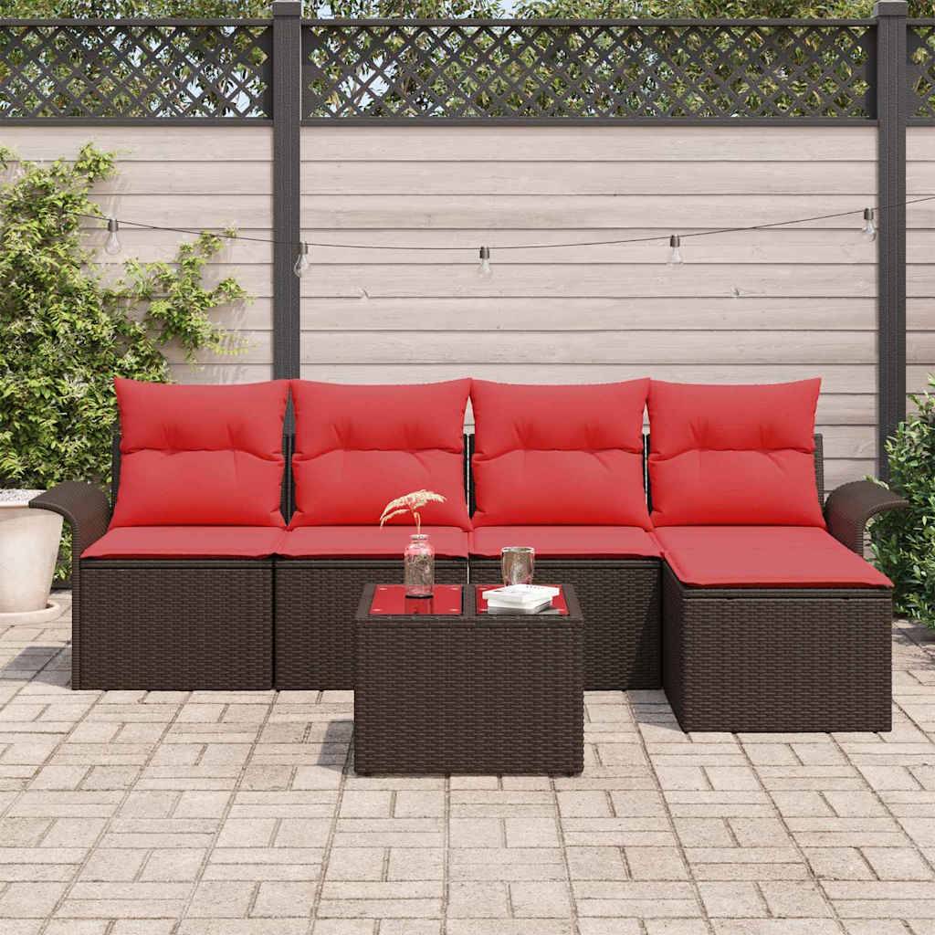 vidaXL Gartensofa-set mit Speicher 6 pcs Braun Poly-Rattan