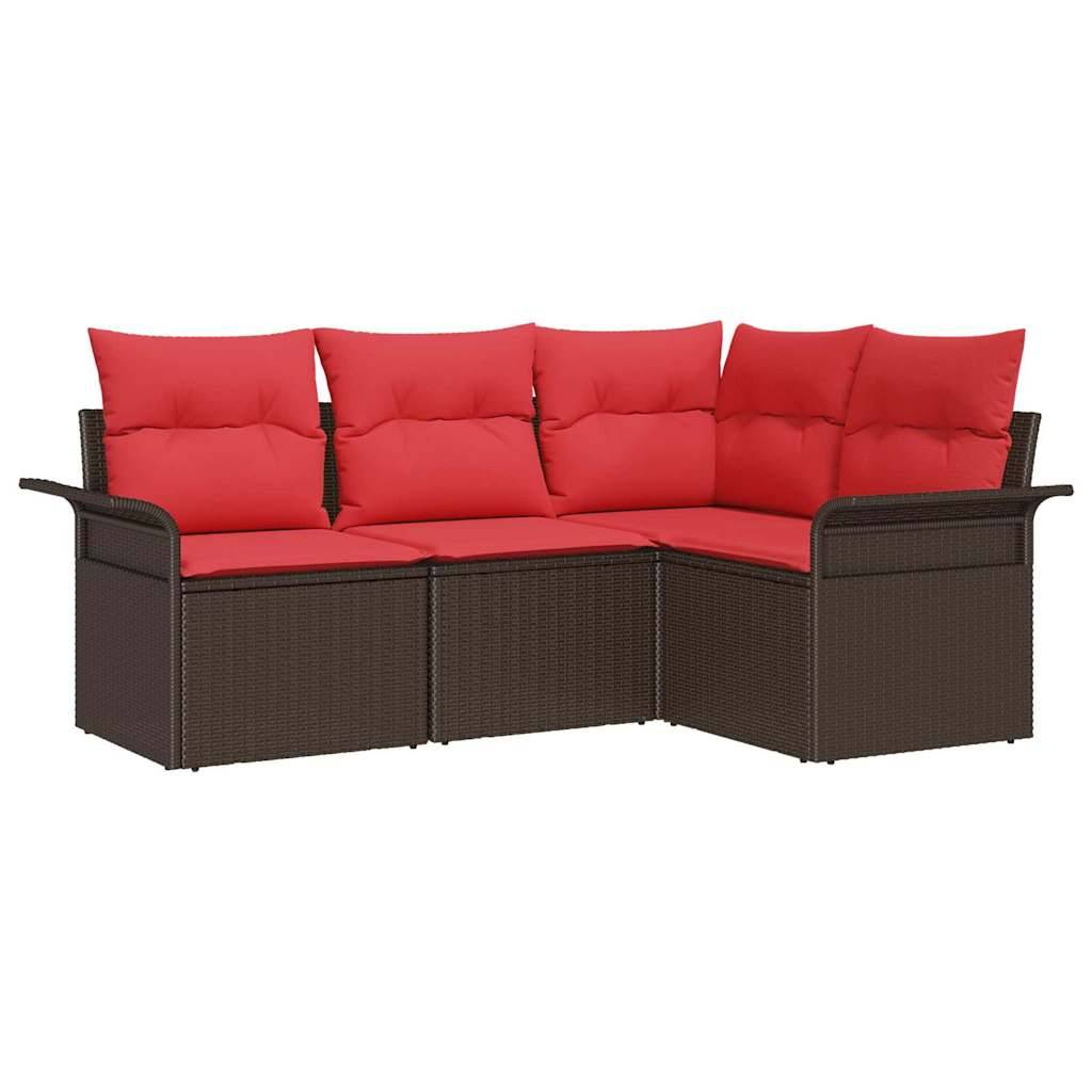 vidaXL Gartensofa-set mit Speicher 4 pcs Braun Poly-Rattan