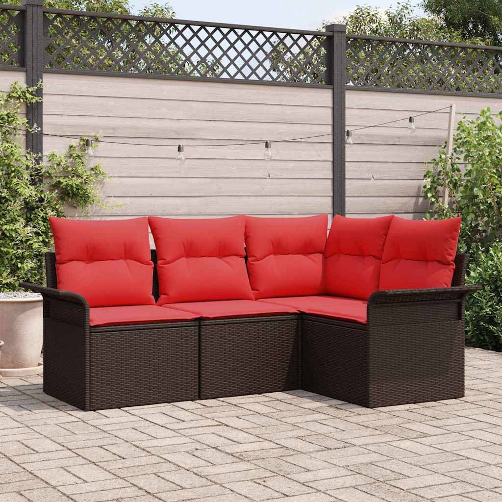 vidaXL Gartensofa-set mit Kissen Braun Poly-Rattan