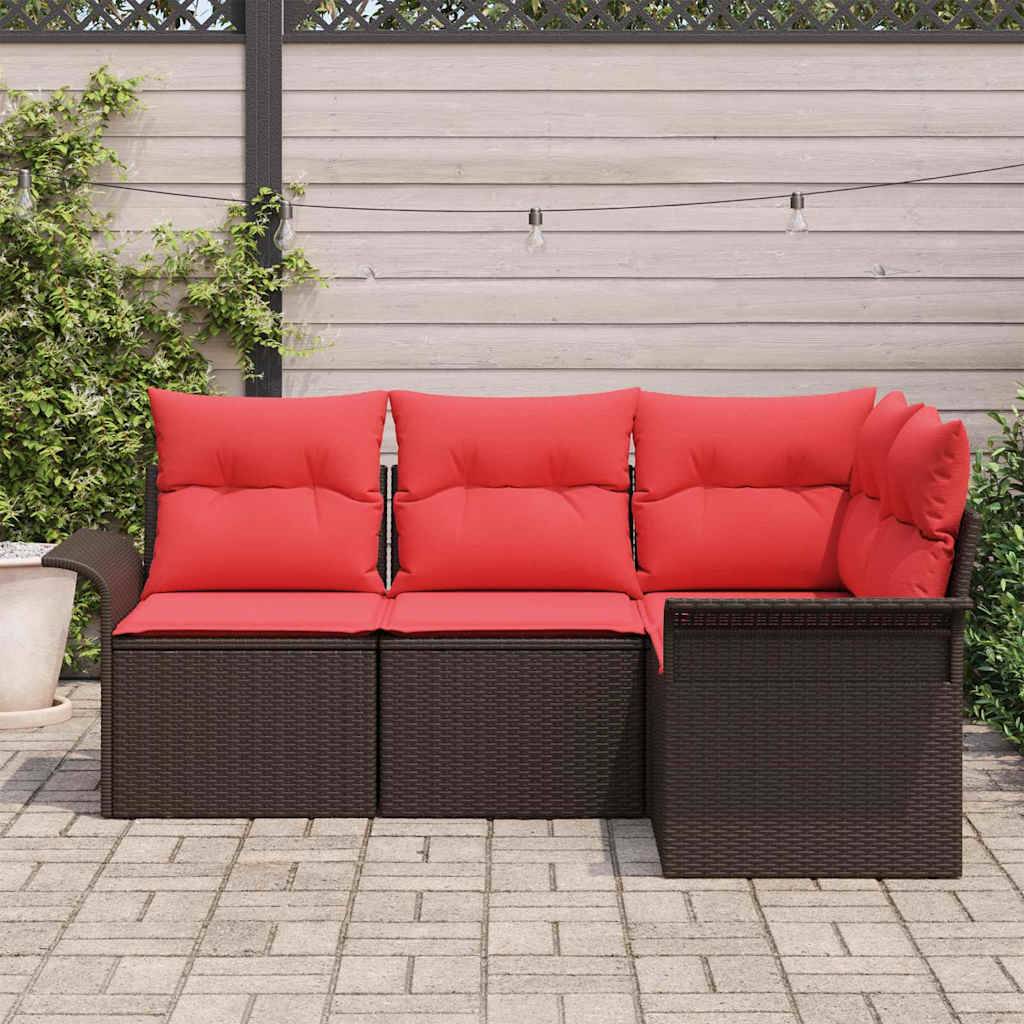 vidaXL Gartensofa-set mit Kissen Braun Poly-Rattan