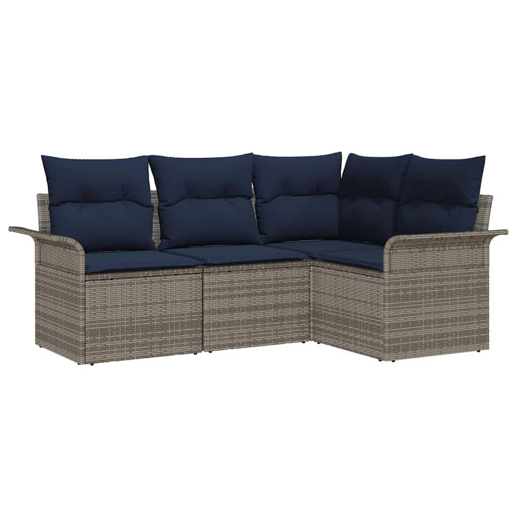 vidaXL Gartensofa-set mit Speicher 4 pcs Grau Poly-Rattan