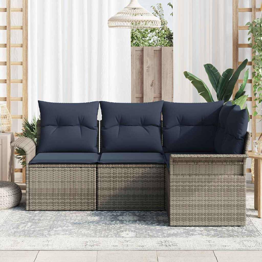 vidaXL Gartensofa-set mit Speicher 4 pcs Grau Poly-Rattan
