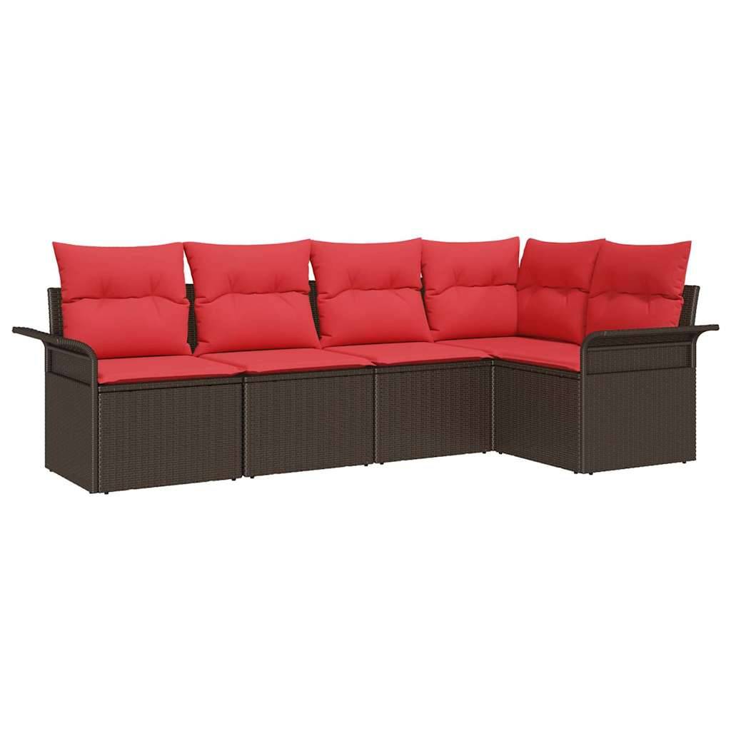 vidaXL Gartensofa-set mit Speicher 5 pcs Braun Poly-Rattan