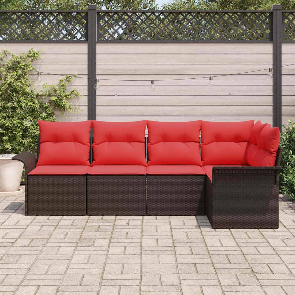 vidaXL Gartensofa-set mit Speicher 5 pcs Braun Poly-Rattan