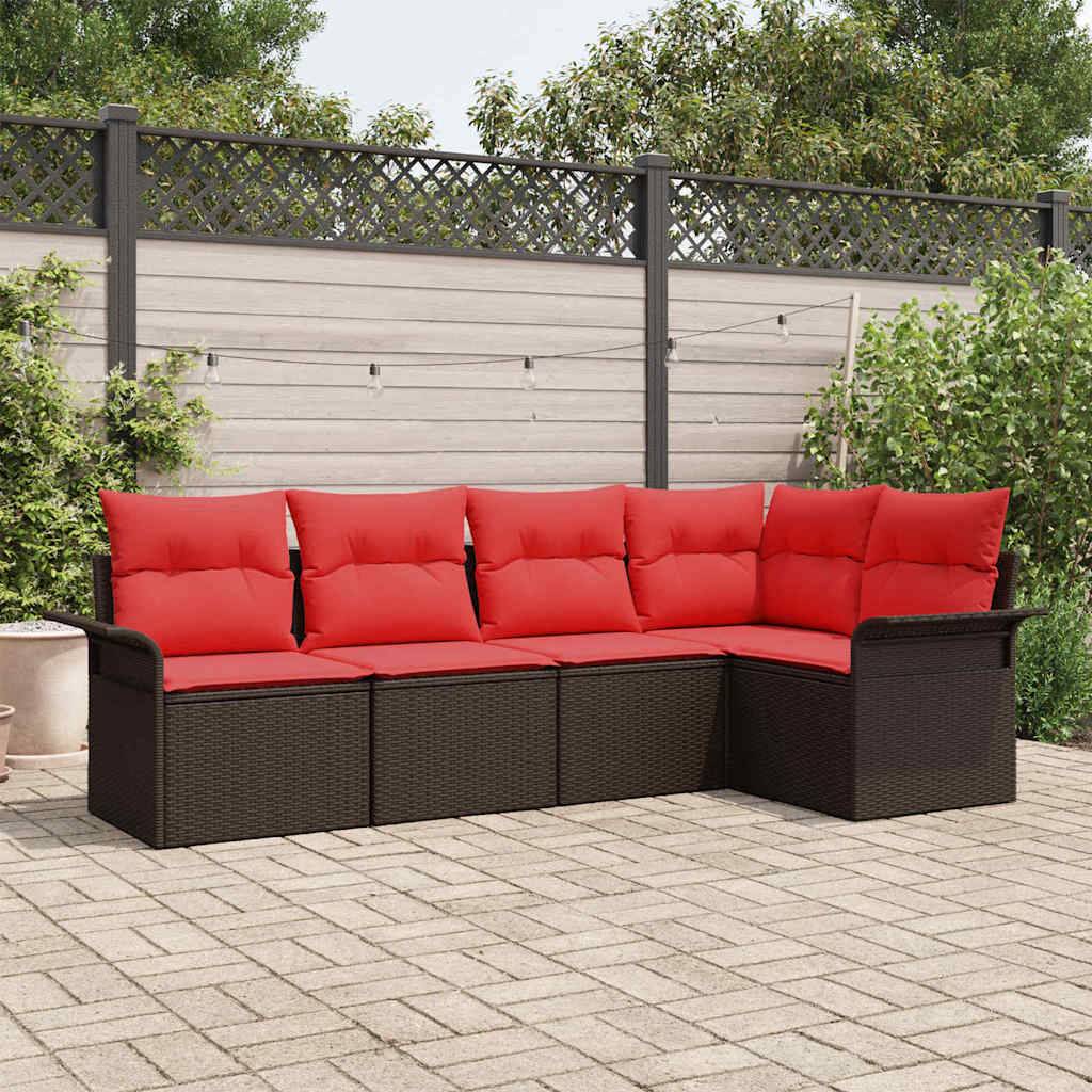 vidaXL Gartensofa-set mit Speicher 5 pcs Braun Poly-Rattan
