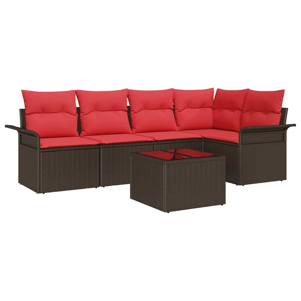vidaXL Gartensofa-set mit Speicher 6 pcs Braun Poly-Rattan