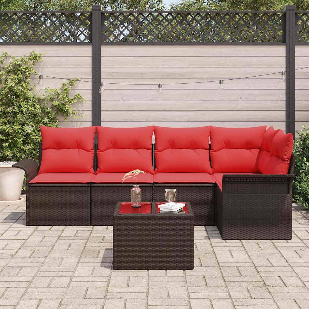 vidaXL Gartensofa-set mit Speicher 6 pcs Braun Poly-Rattan