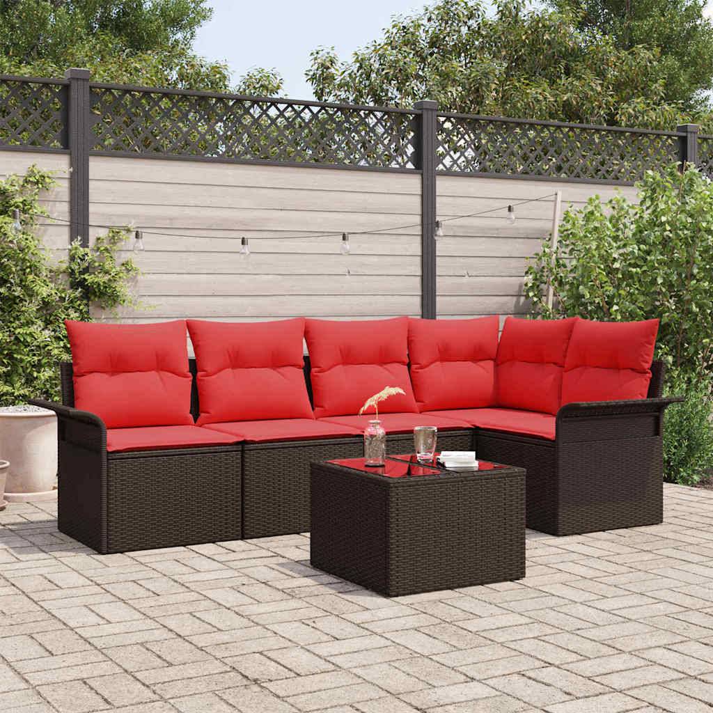 vidaXL Gartensofa-set mit Speicher 6 pcs Braun Poly-Rattan