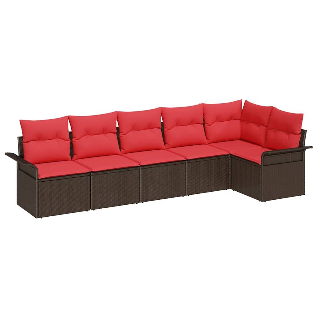 vidaXL Gartensofa-set mit Speicher 6 pcs Braun Poly-Rattan