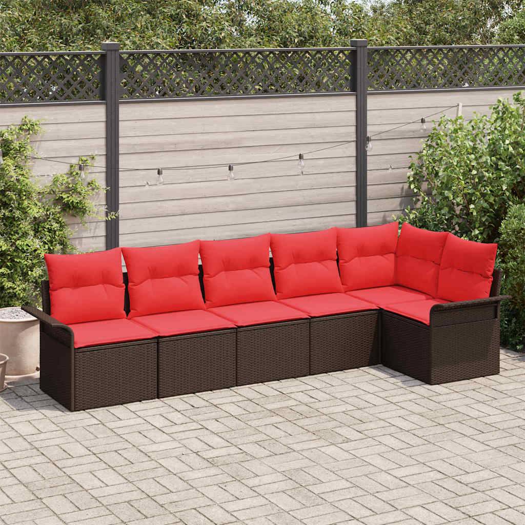 vidaXL Gartensofa-set mit Speicher 6 pcs Braun Poly-Rattan