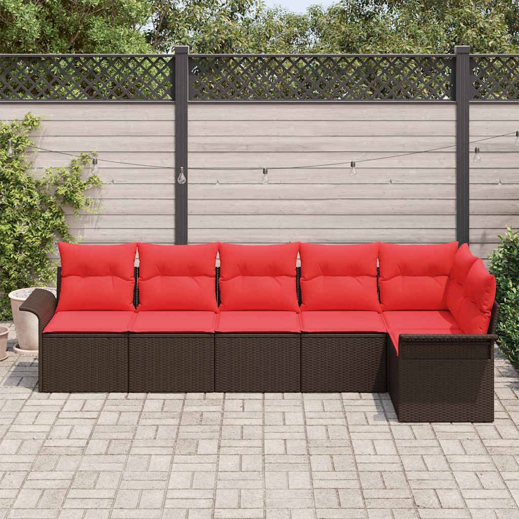 vidaXL Gartensofa-set mit Speicher 6 pcs Braun Poly-Rattan